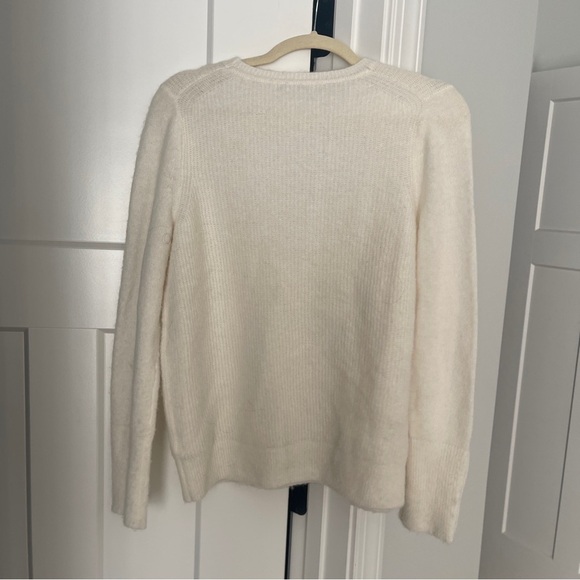 Boden Ivory Crewneck Crystal Button Cuff Knit Pullover Sweater - Picture 5 of 5